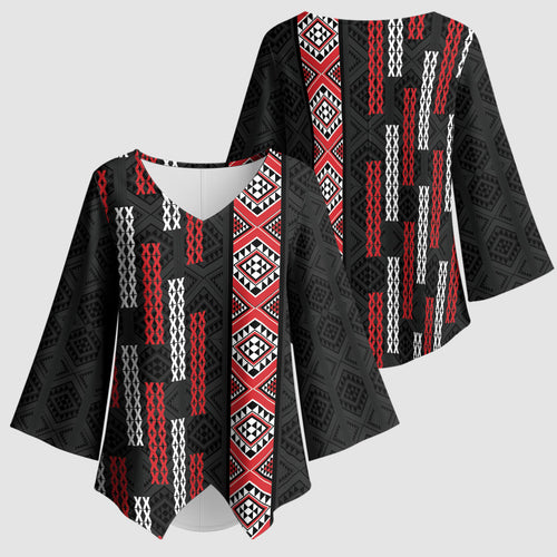 Roimata Toroa Maori Taniko Inspired New Zealand Kimono Sleeve Blouse