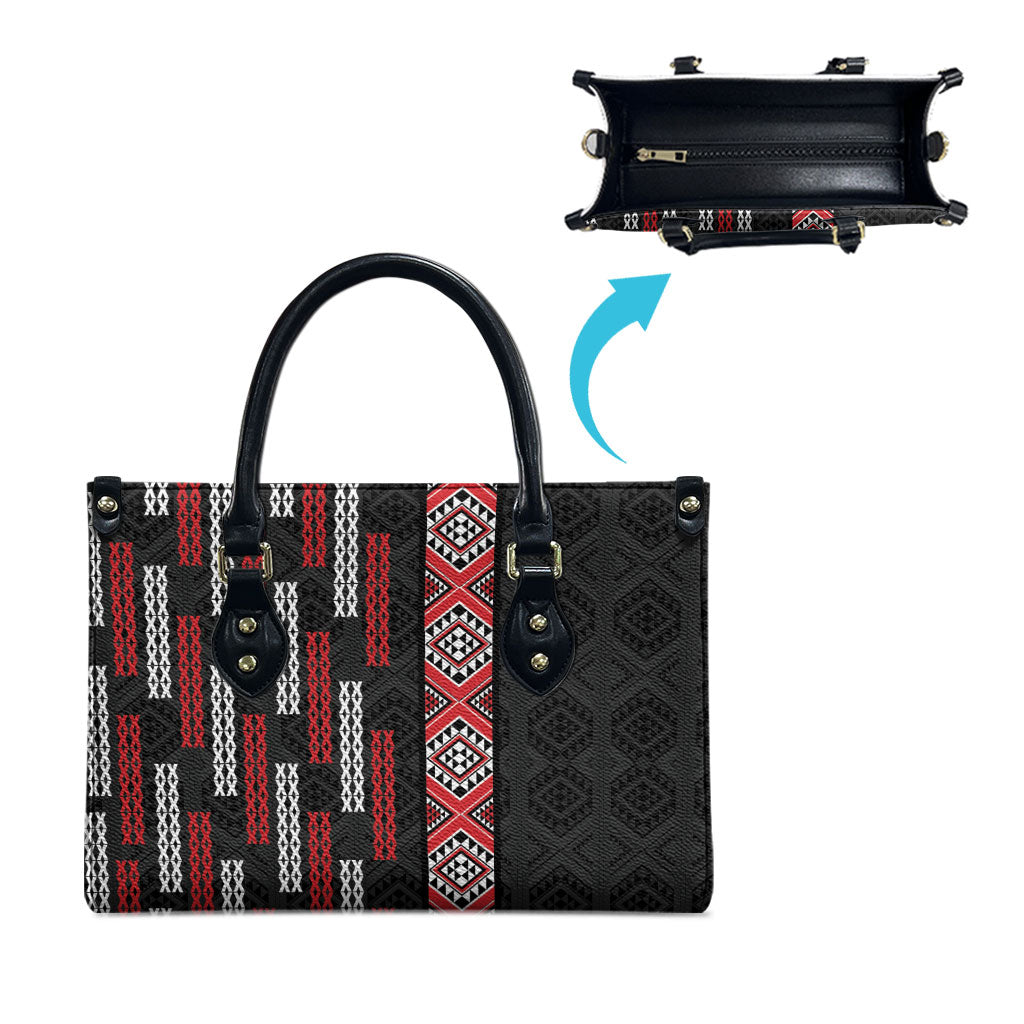 Roimata Toroa Maori Taniko Inspired New Zealand Leather Bag