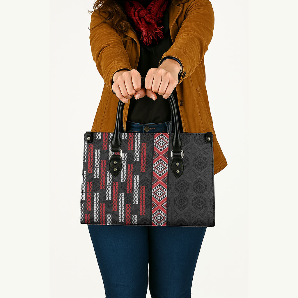 Roimata Toroa Maori Taniko Inspired New Zealand Leather Bag