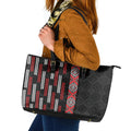 Roimata Toroa Maori Taniko Inspired New Zealand Leather Tote Bag