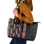 Roimata Toroa Maori Taniko Inspired New Zealand Leather Tote Bag