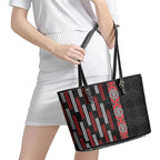 Roimata Toroa Maori Taniko Inspired New Zealand Leather Tote Bag