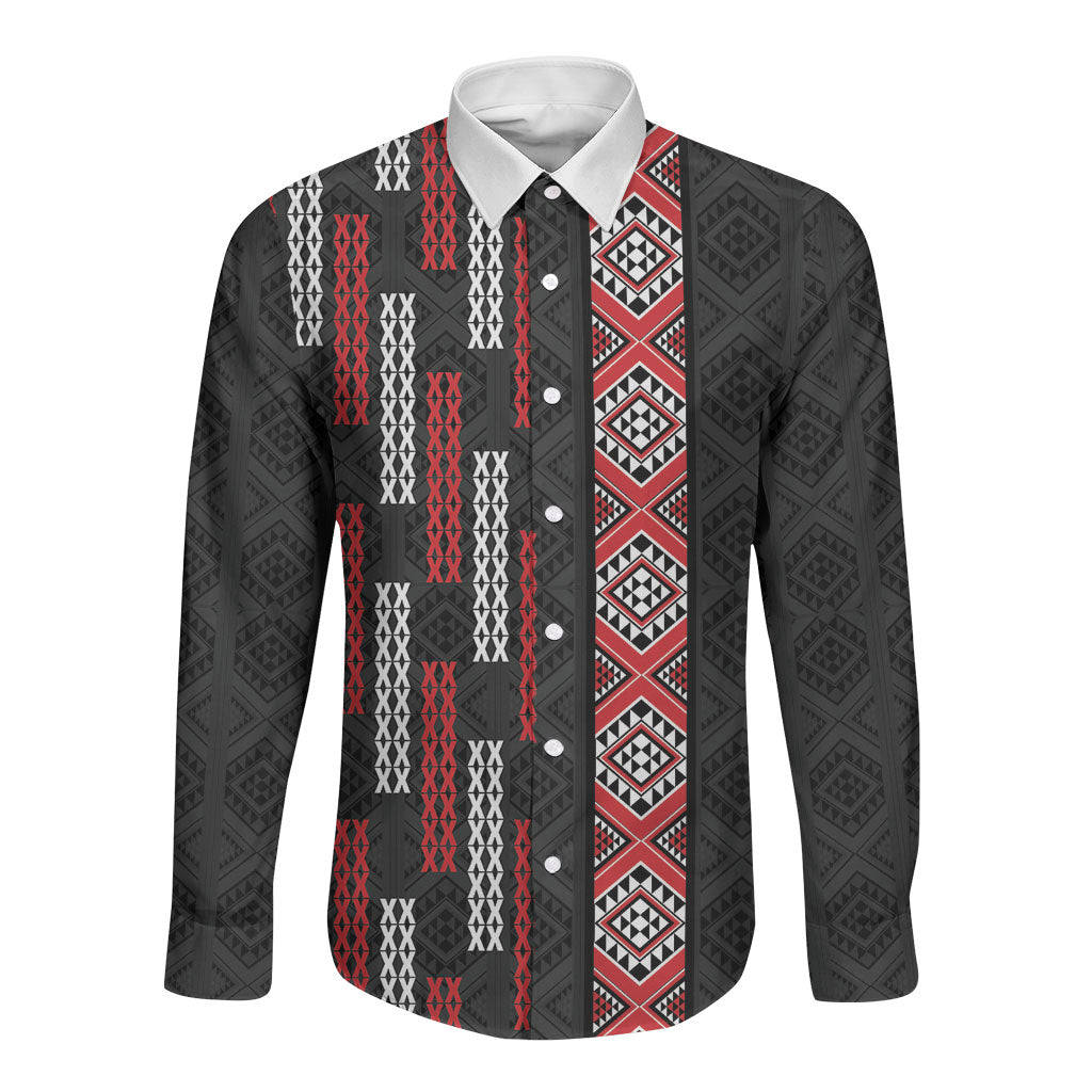 Roimata Toroa Maori Taniko Inspired New Zealand Long Sleeve Button Shirt