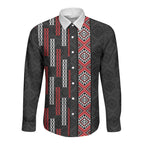 Roimata Toroa Maori Taniko Inspired New Zealand Long Sleeve Button Shirt