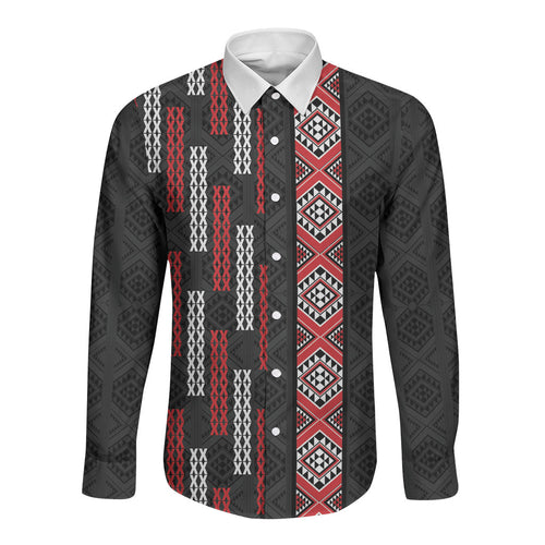Roimata Toroa Maori Taniko Inspired New Zealand Long Sleeve Button Shirt