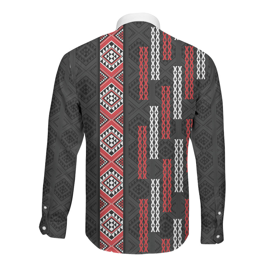 Roimata Toroa Maori Taniko Inspired New Zealand Long Sleeve Button Shirt