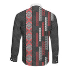 Roimata Toroa Maori Taniko Inspired New Zealand Long Sleeve Button Shirt