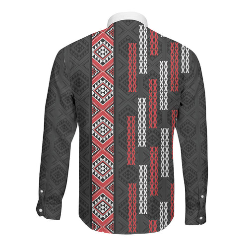 Roimata Toroa Maori Taniko Inspired New Zealand Long Sleeve Button Shirt