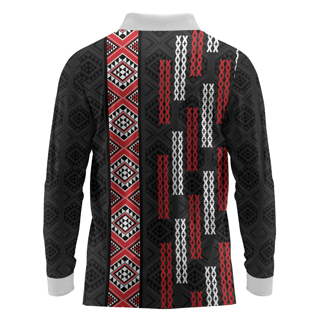 Roimata Toroa Maori Taniko Inspired New Zealand Long Sleeve Polo Shirt