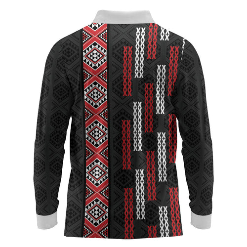 Roimata Toroa Maori Taniko Inspired New Zealand Long Sleeve Polo Shirt