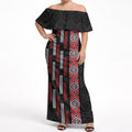 Roimata Toroa Maori Taniko Inspired New Zealand Off Shoulder Maxi Dress