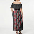 Roimata Toroa Maori Taniko Inspired New Zealand Off Shoulder Maxi Dress