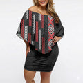 Roimata Toroa Maori Taniko Inspired New Zealand Off Shoulder Short Dress