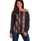 Roimata Toroa Maori Taniko Inspired New Zealand Off Shoulder Sweater