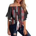 Roimata Toroa Maori Taniko Inspired New Zealand Off Shoulder Wrap Waist Top