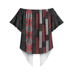 Roimata Toroa Maori Taniko Inspired New Zealand Off Shoulder Wrap Waist Top
