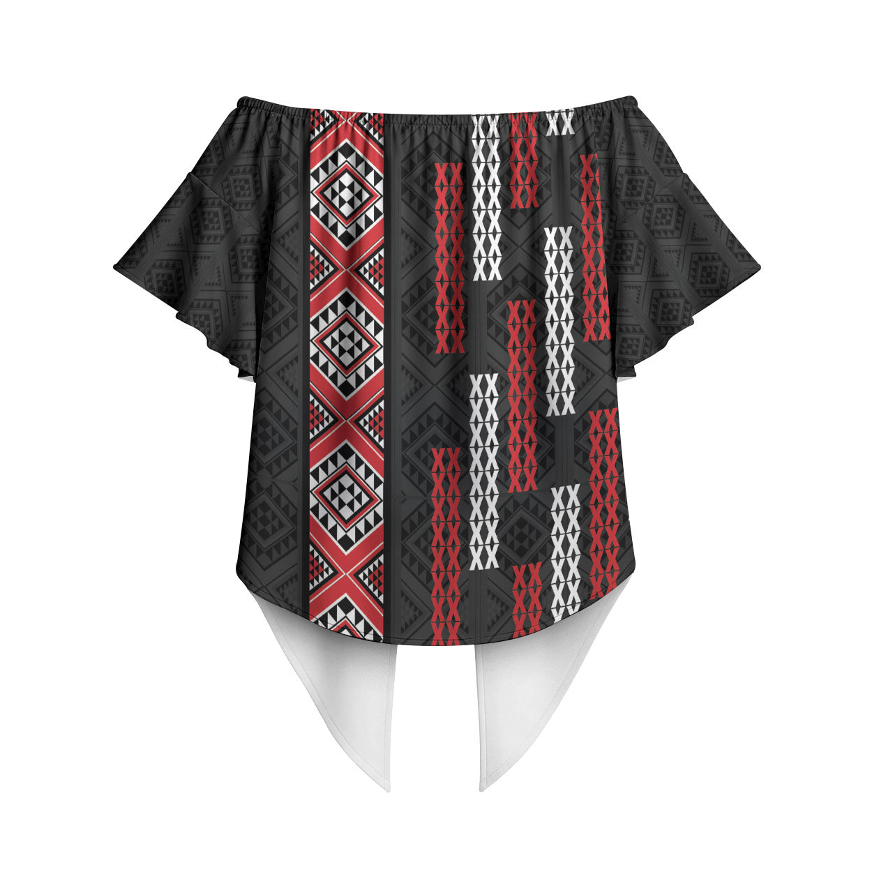 Roimata Toroa Maori Taniko Inspired New Zealand Off Shoulder Wrap Waist Top