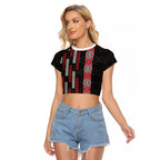 Roimata Toroa Maori Taniko Inspired New Zealand Raglan Cropped T Shirt