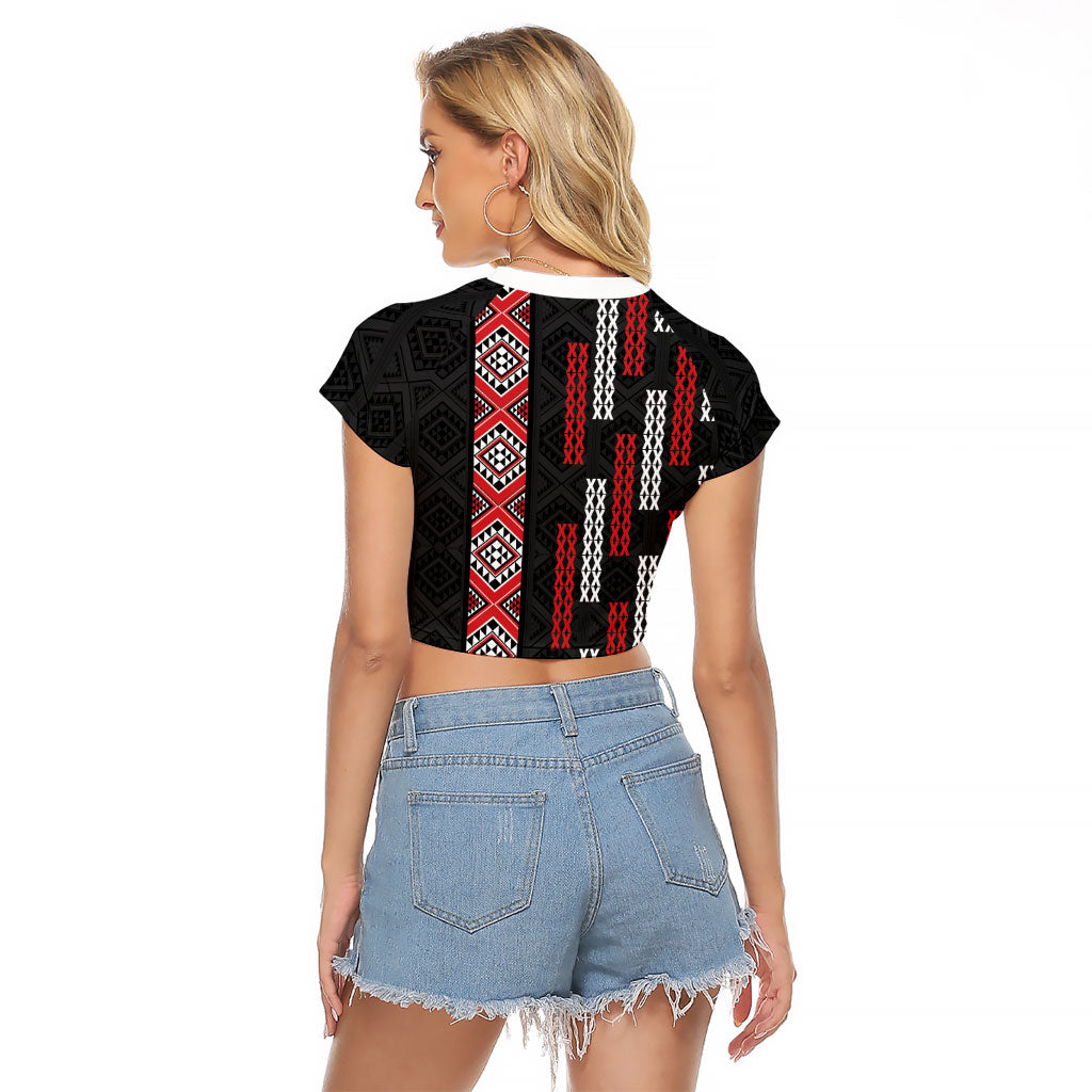 Roimata Toroa Maori Taniko Inspired New Zealand Raglan Cropped T Shirt