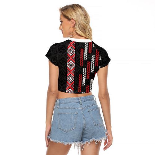 Roimata Toroa Maori Taniko Inspired New Zealand Raglan Cropped T Shirt