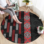 Roimata Toroa Maori Taniko Inspired New Zealand Round Carpet
