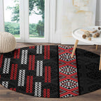 Roimata Toroa Maori Taniko Inspired New Zealand Round Carpet