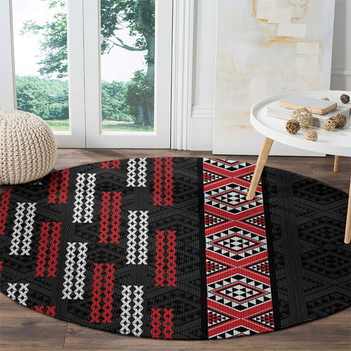Roimata Toroa Maori Taniko Inspired New Zealand Round Carpet