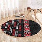 Roimata Toroa Maori Taniko Inspired New Zealand Round Carpet