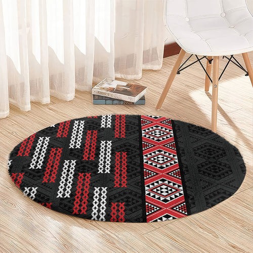 Roimata Toroa Maori Taniko Inspired New Zealand Round Carpet