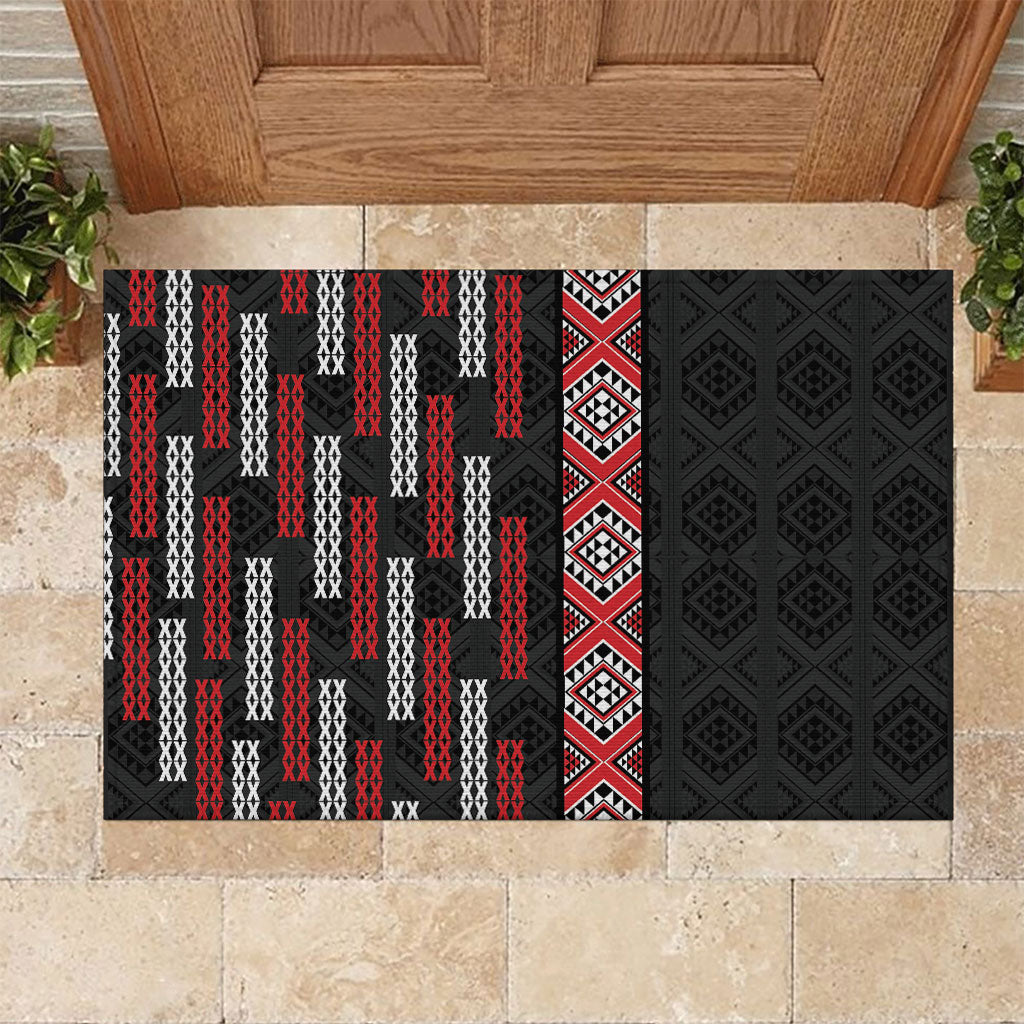 Roimata Toroa Maori Taniko Inspired New Zealand Rubber Doormat