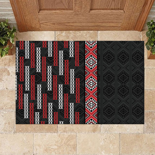 Roimata Toroa Maori Taniko Inspired New Zealand Rubber Doormat