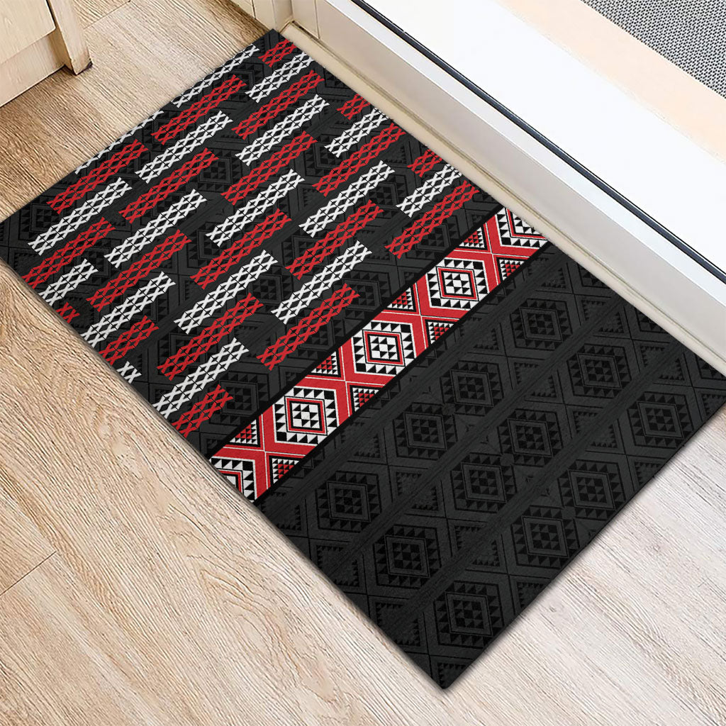 Roimata Toroa Maori Taniko Inspired New Zealand Rubber Doormat