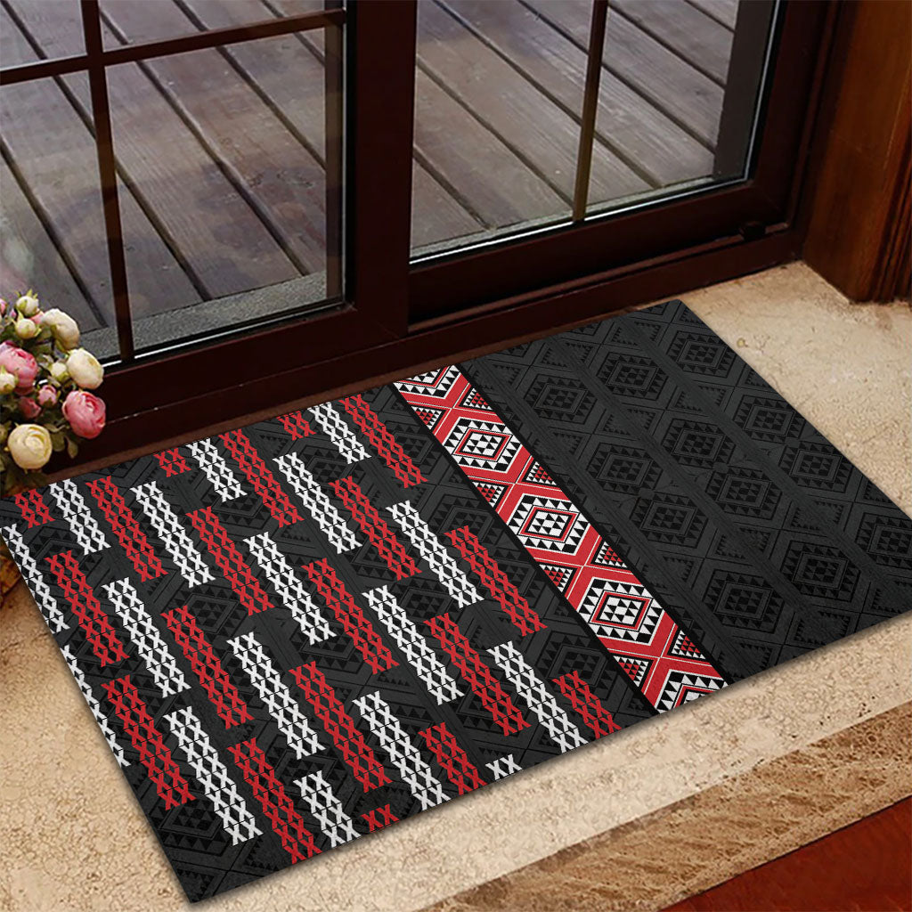 Roimata Toroa Maori Taniko Inspired New Zealand Rubber Doormat