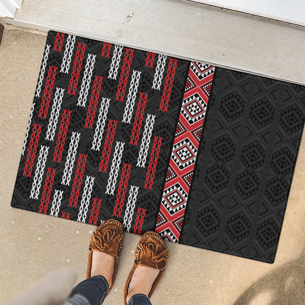 Roimata Toroa Maori Taniko Inspired New Zealand Rubber Doormat