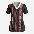 Roimata Toroa Maori Taniko Inspired New Zealand Scrub Top