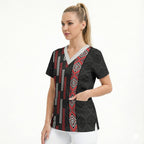 Roimata Toroa Maori Taniko Inspired New Zealand Scrub Top