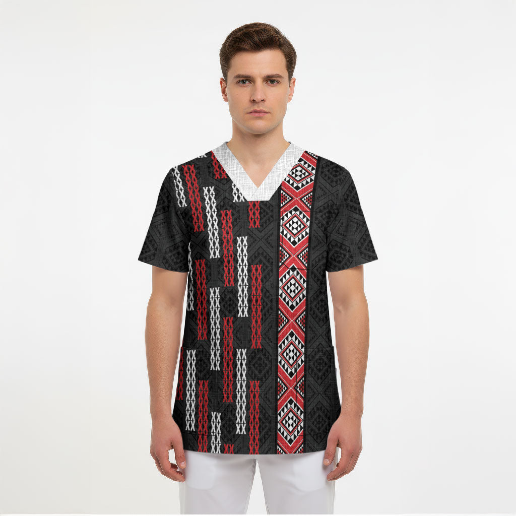 Roimata Toroa Maori Taniko Inspired New Zealand Scrub Top