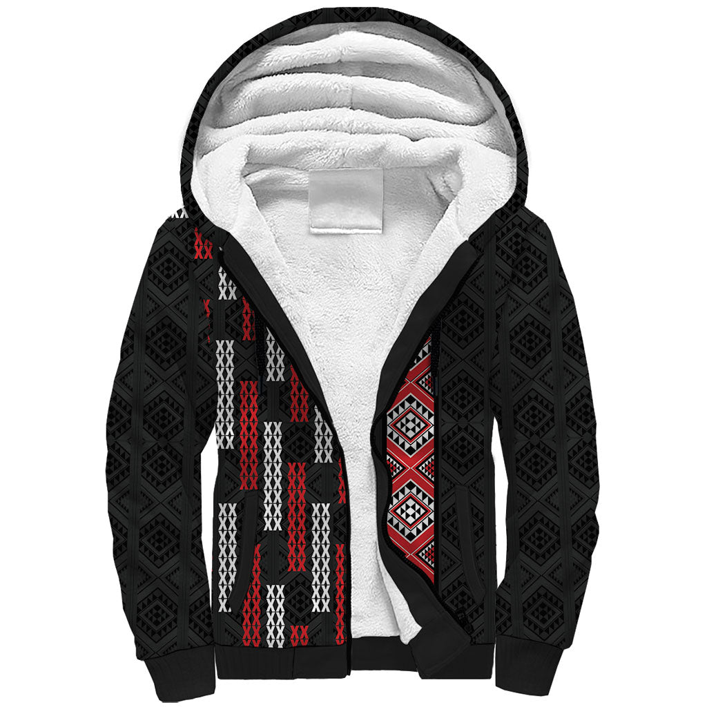 Roimata Toroa Maori Taniko Inspired New Zealand Sherpa Hoodie