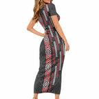 Roimata Toroa Maori Taniko Inspired New Zealand Short Sleeve Bodycon Dress