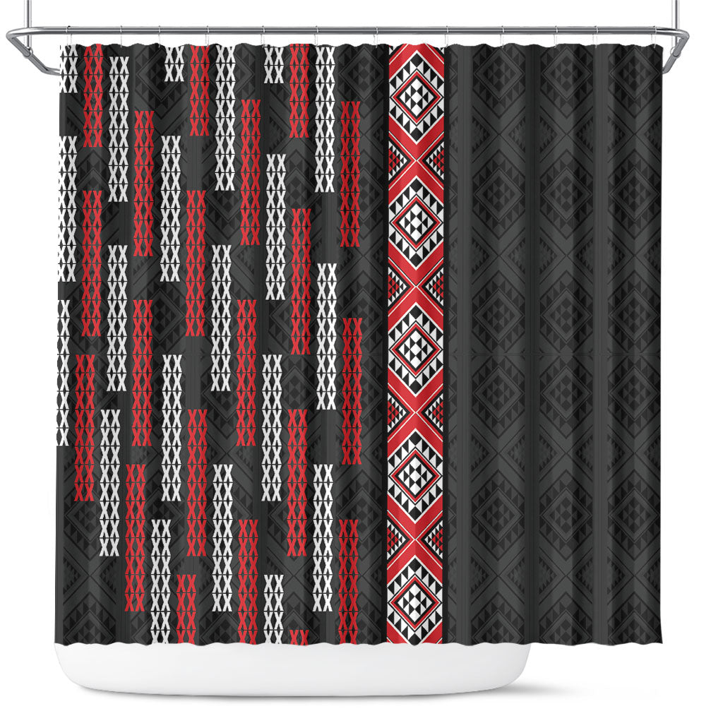 Roimata Toroa Maori Taniko Inspired New Zealand Shower Curtain