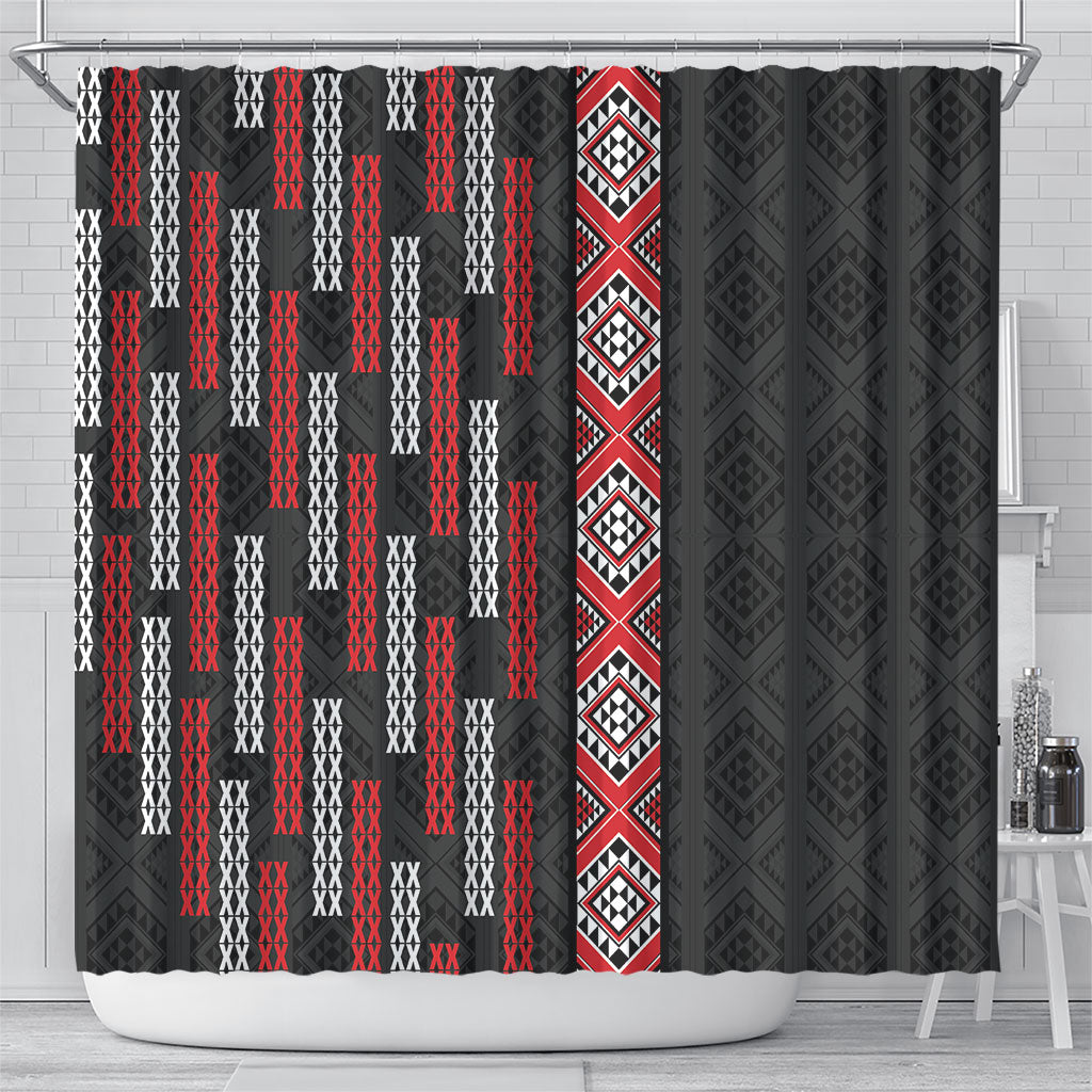 Roimata Toroa Maori Taniko Inspired New Zealand Shower Curtain