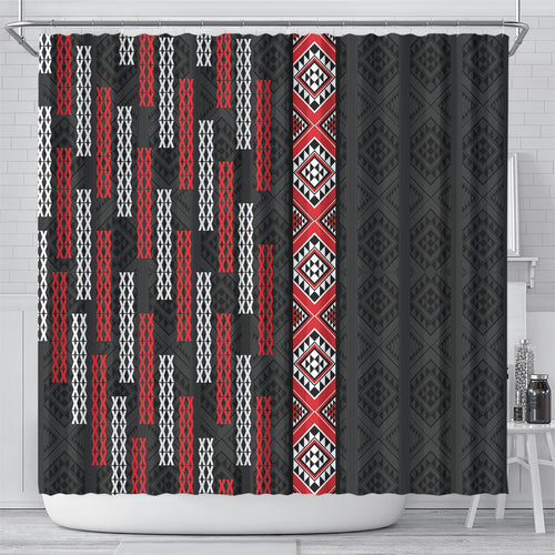 Roimata Toroa Maori Taniko Inspired New Zealand Shower Curtain