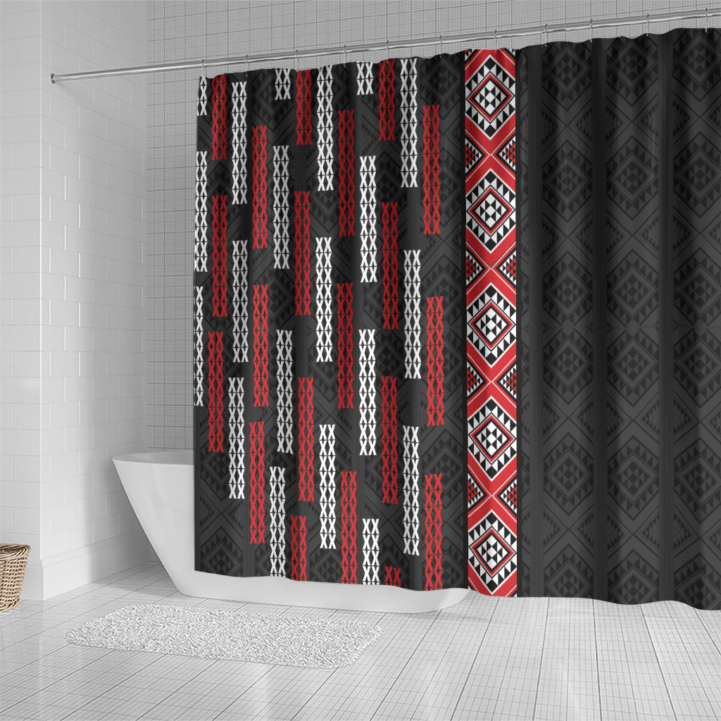 Roimata Toroa Maori Taniko Inspired New Zealand Shower Curtain