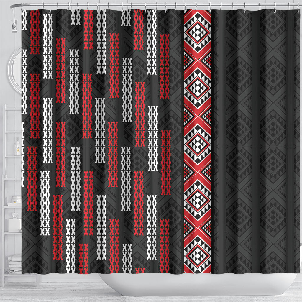 Roimata Toroa Maori Taniko Inspired New Zealand Shower Curtain