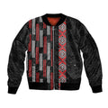 Roimata Toroa Maori Taniko Inspired New Zealand Sleeve Zip Bomber Jacket