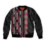 Roimata Toroa Maori Taniko Inspired New Zealand Sleeve Zip Bomber Jacket