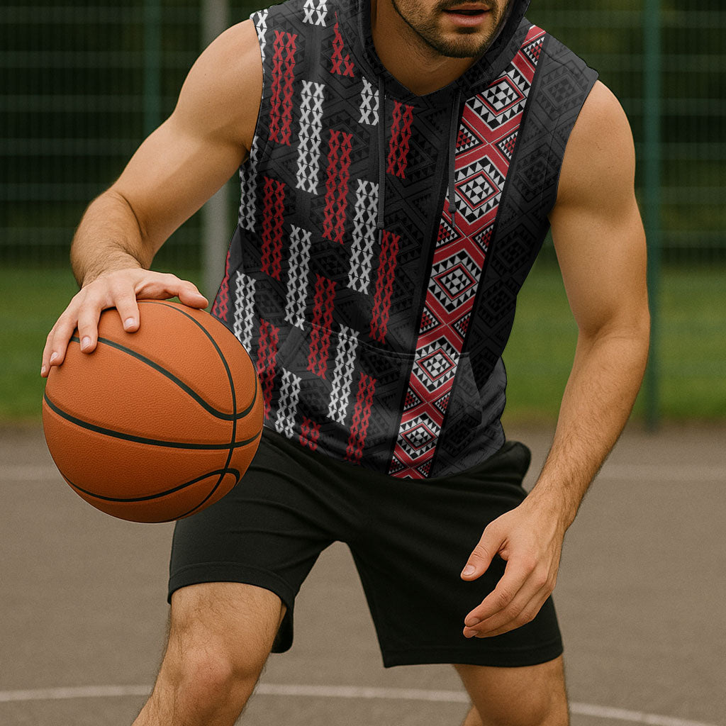 Roimata Toroa Maori Taniko Inspired New Zealand Sleeveless Hoodie