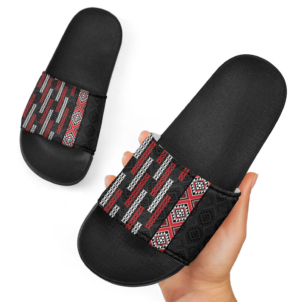 Roimata Toroa Maori Taniko Inspired New Zealand Slide Sandals