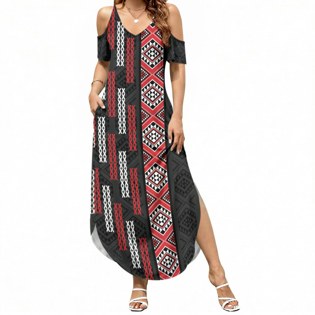 Roimata Toroa Maori Taniko Inspired New Zealand Summer Maxi Dress