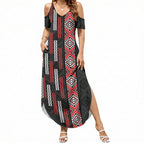 Roimata Toroa Maori Taniko Inspired New Zealand Summer Maxi Dress